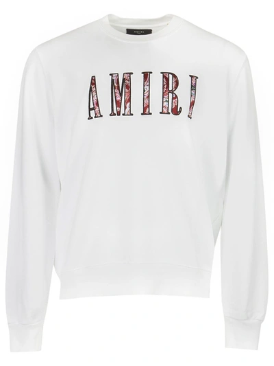 Shop Amiri Paisley Core Logo Crewneck Sweatshirt White And Red