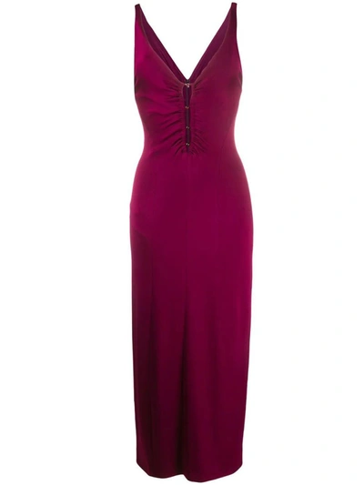 Shop Galvan Siren Midi Dress Berry In Red