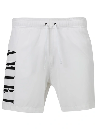 Shop Amiri Vertical Logo Swim Trunks White