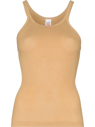 Shop Re/done Ribbed Tank Top In Orange