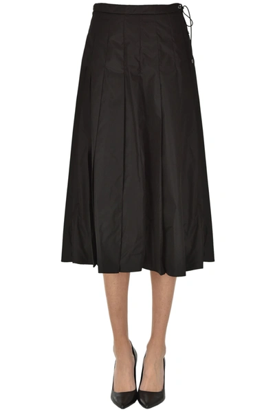 Shop Moncler Pleated Techno Fabric Skirt In Black