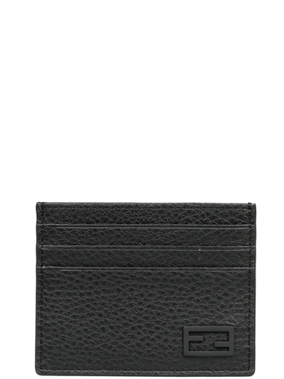 Shop Fendi Baguette Plaque Cardholder In Black