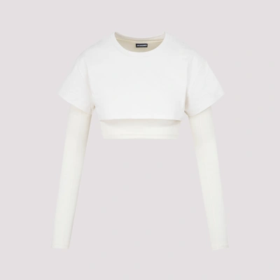 Shop Jacquemus Le Double Layered Cropped T In White