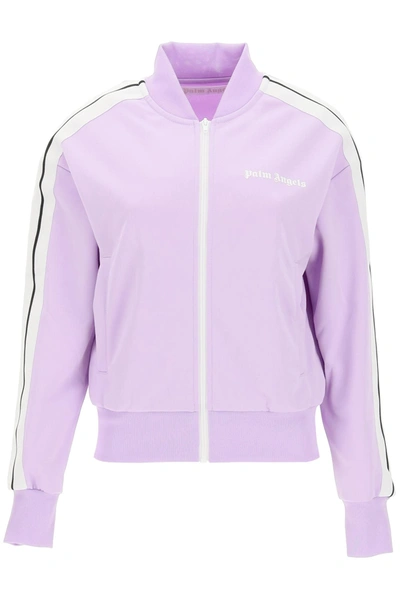 Shop Palm Angels Logo Print Track Jacket In Purple