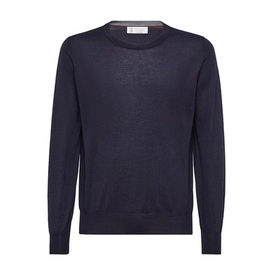 Shop Brunello Cucinelli Lightweight Sweater In Bleu Marine