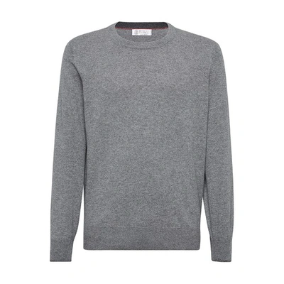Shop Brunello Cucinelli Cashmere Sweater In Gris Fonce