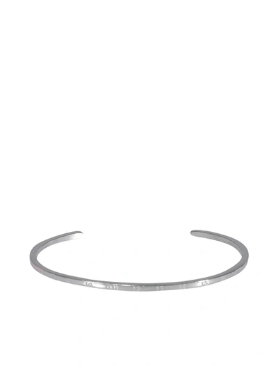 Shop Maison Margiela Number Logo Slim Cuff Bracelet In Silver