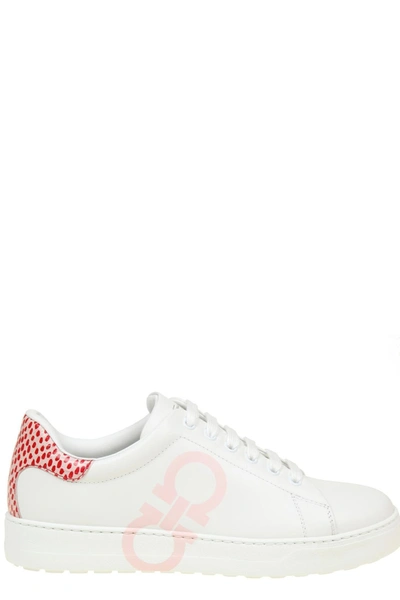 Shop Ferragamo Salvatore  Gancini Printed Sneakers In White