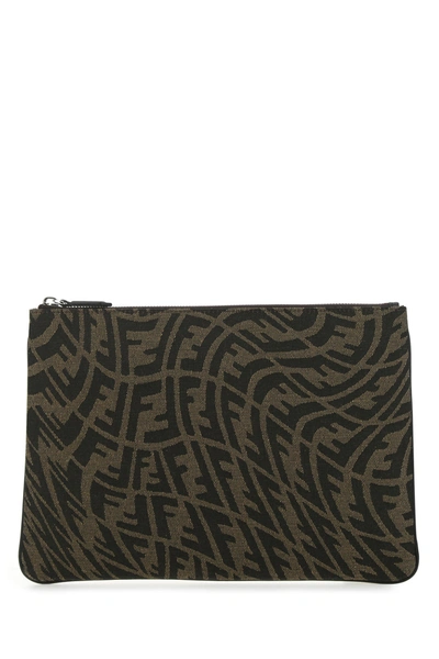 Shop Fendi Embroidered Fabric Medium Pouch Printed  Uomo Tu