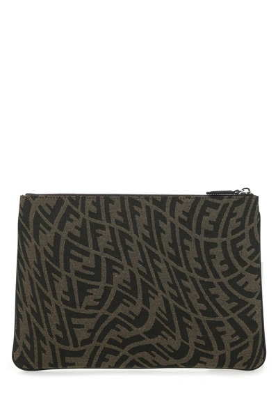 Shop Fendi Embroidered Fabric Medium Pouch Printed  Uomo Tu