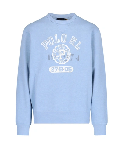 Shop Polo Ralph Lauren Logo Printed Sweatshirt In Blue