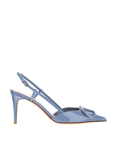 Shop Valentino Vlogo Slingback Pumps In Blue