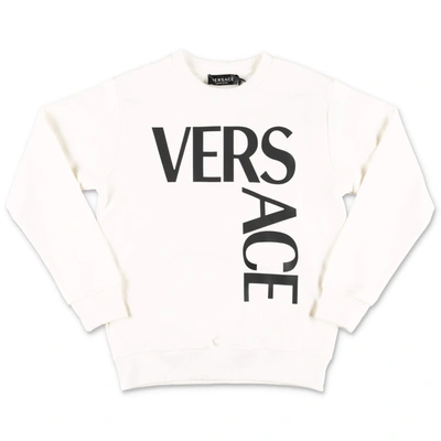 Shop Versace Kids Logo Printed Sweatshirt In White