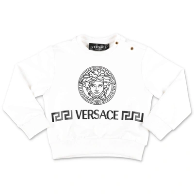 Shop Versace Kids Medusa Logo Printed Sweatshirt In White