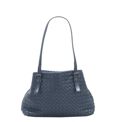 Pre-owned Bottega Veneta Blue Leather Intrecciato Tote Bag