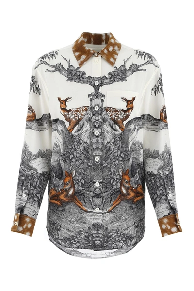 Shop Burberry Deer Print Shirt In Multi