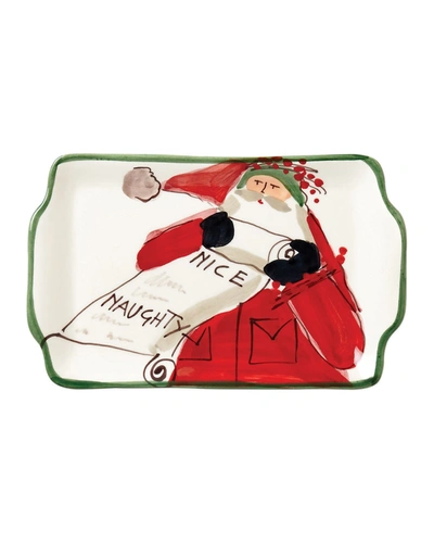 Vietri Old St. Nick Rectangular Plate - Naughty Or Nice