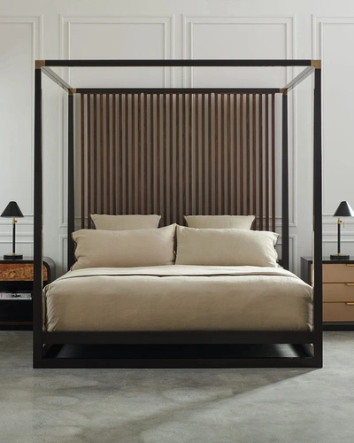 Shop Caracole Pinstripe King Bed In Dark Chocolate