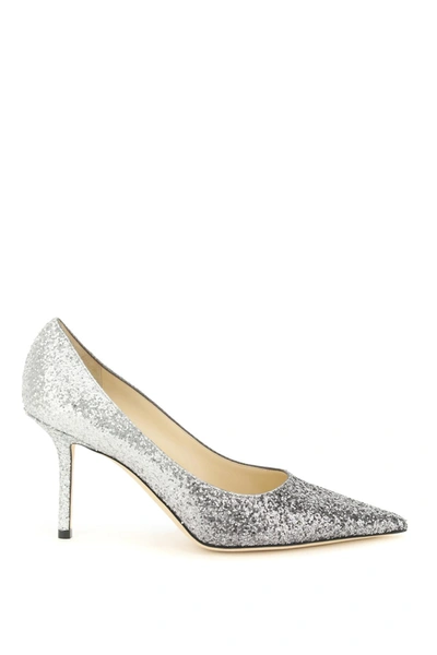 Shop Jimmy Choo Love Degrade Glitter 85 Pumps In Silver