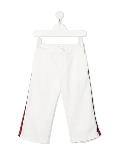 Shop Gucci Web-detail Straight-leg Trousers In White