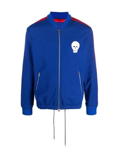 Shop Alexander Mcqueen Skull Patch Sports Jacket In Blue