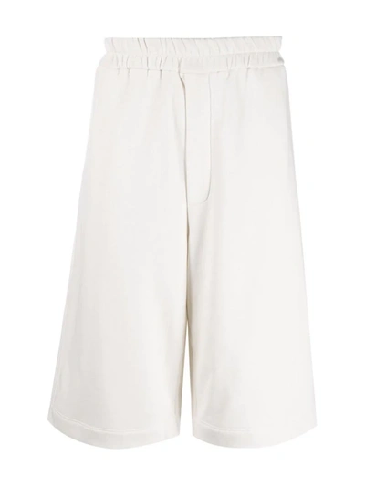 Shop Jil Sander Long Cotton Track Shorts In White