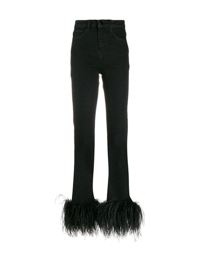 Shop 16arlington Ostrich Feather Embellished Jeans In Black