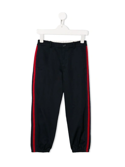 Shop Gucci Logo Trackpants In Blue