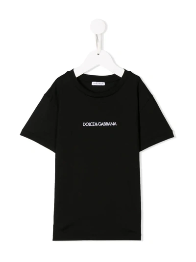 Shop Dolce & Gabbana Logo Embroidered T-shirt In Black