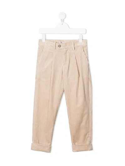 Shop Brunello Cucinelli Corduroy Straight-leg Trousers In Neutrals