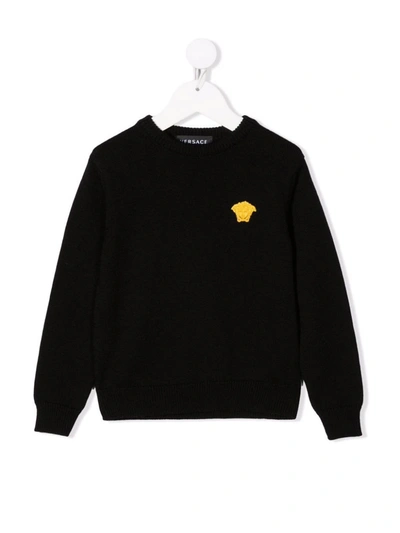 Shop Versace Medusa-patch Jumper In Black