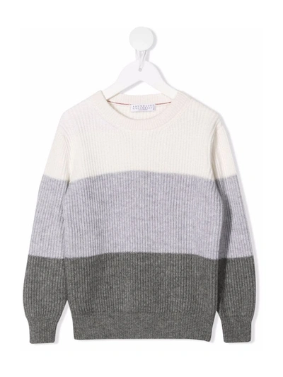 Shop Brunello Cucinelli Stripe-pattern Sweater In Neutrals