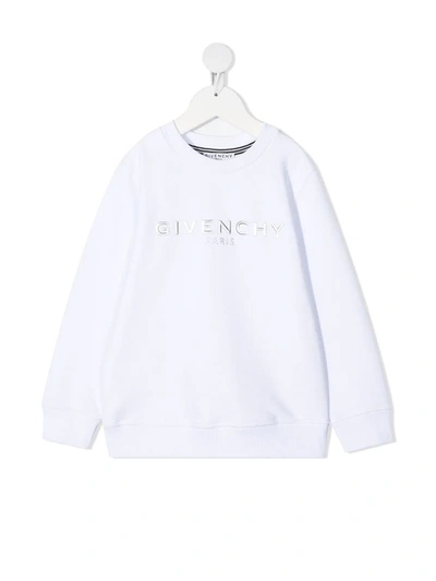 Shop Givenchy Logo-debossed Crew-neck Sweatshirt In White