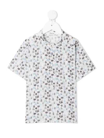 Shop Bonpoint Tree-print Collarless Shirt In White