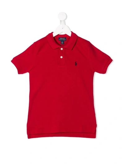 Shop Ralph Lauren Logo Embroidered Polo Shirt In Red