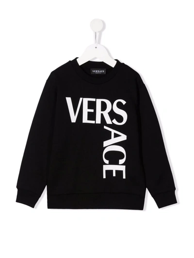 Shop Versace Logo-print Sweatshirt In Black