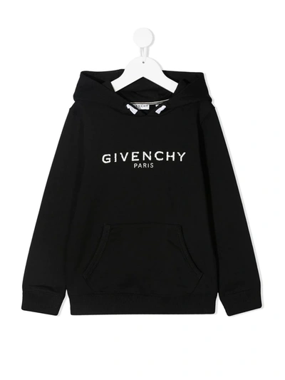 Shop Givenchy Logo-print Cotton Hoodie In Black