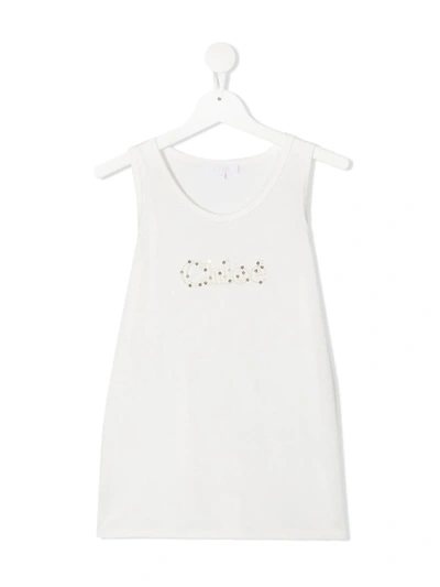 Shop Chloé Logo-embroidered Tank Top In White