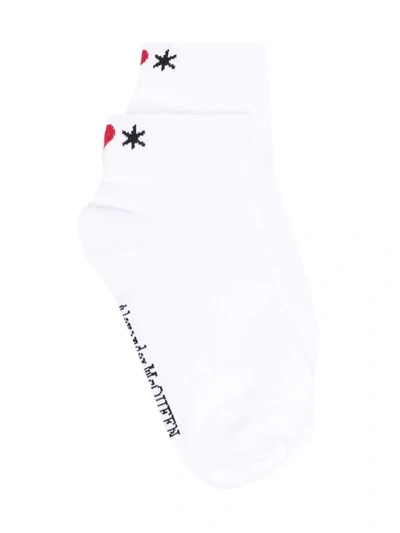 Shop Alexander Mcqueen Instarsia Logo Socks In White