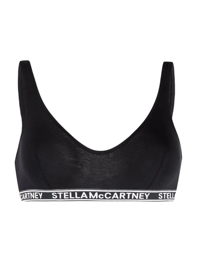 Shop Stella Mccartney Logo-trim Bralette In Black