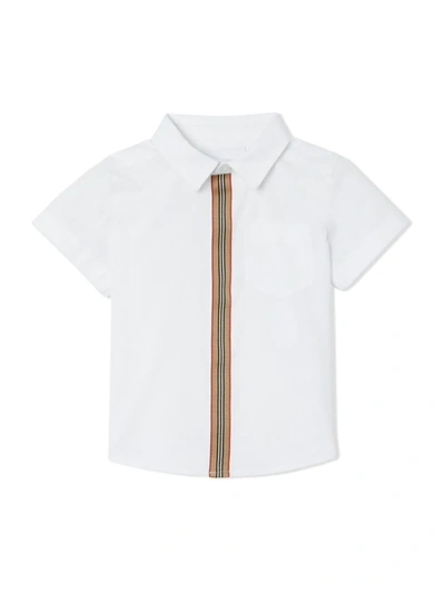 Shop Burberry Stripe Trim Shirt In White