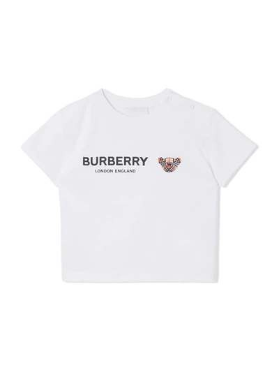 Shop Burberry Thomas Bear Motif Cotton T-shirt In White