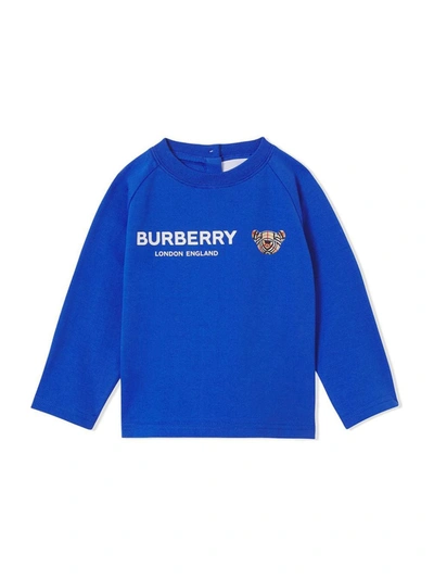 Shop Burberry Thomas Bear Logo-print Top In Blue