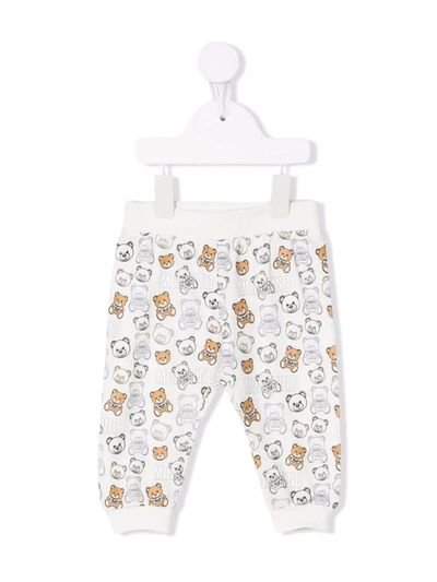 Shop Moschino Teddy Bear Print Tracksuit Bottoms In White