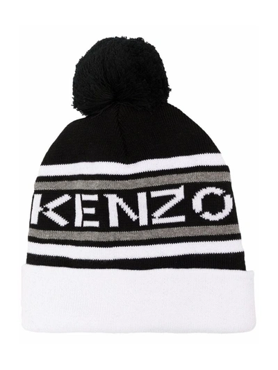 Shop Kenzo Logo-print Knitted Beanie In Black