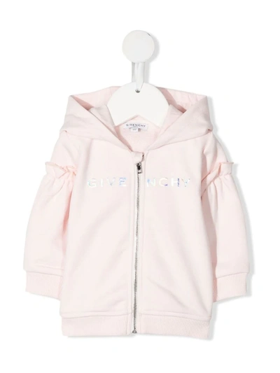 Shop Givenchy Logo-print Zip-up Hoodie In Pink