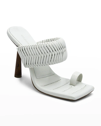 Shop Gia/rhw Woven Toe-ring Slide Sandals In White