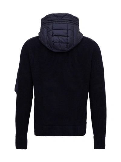 Shop Moncler Knitted Jacket With Padded Front In Blu