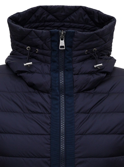 Shop Moncler Knitted Jacket With Padded Front In Blu