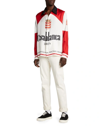 Shop Casablanca Men's 100s Graphic Silk Sport Shirt In  100s
